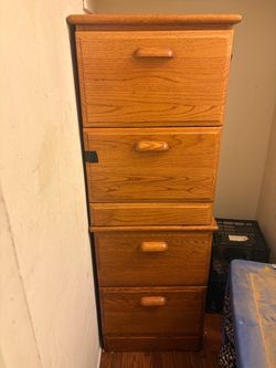 4-Drawer Oak Wood Filing Cabinet
