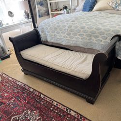 Black Wood Storage Bench w/cushion