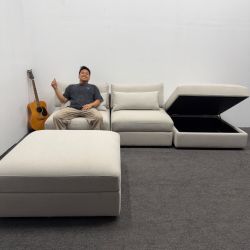 Brand New: Tatum Modular Armless Couch (x2) + Modular Square Ottoman Storage (x2) : Can Deliver