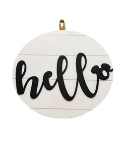 Castlebound Round Disney Hello Wood Sign Farmhouse Modern Never Used