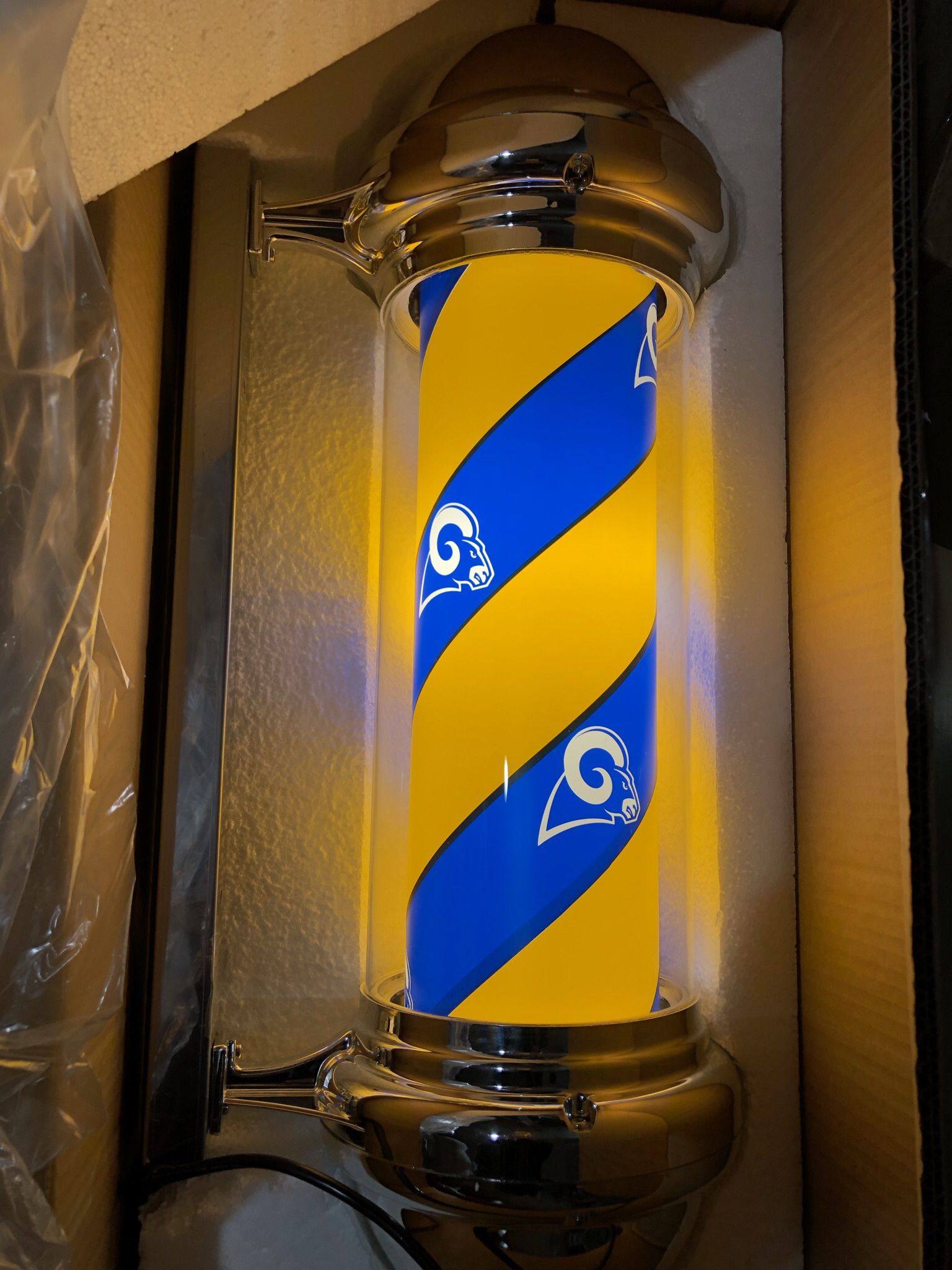 Los Angeles Rams Barber Pole Best Man Cave Light Sign Ever
