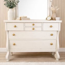 “Cream & Grace” Vintage Vanity Dresser with Mirror