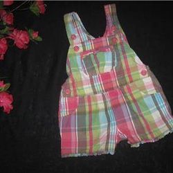 Oshkosh B'gosh Vestbak Girls 12M Plaid Overall Jumper Shortalls