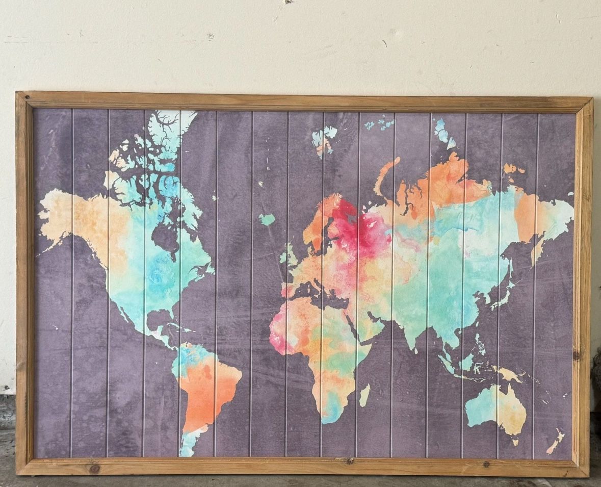 Beautiful Wood World Map Art
