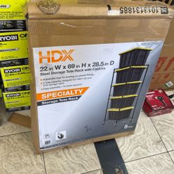 HDX Steel Wire Garage Storage Bin Rack with Casters for 27 Gal. Tough Totes in Black (22 in. W x 69 in. H × 28.5 in. D) 