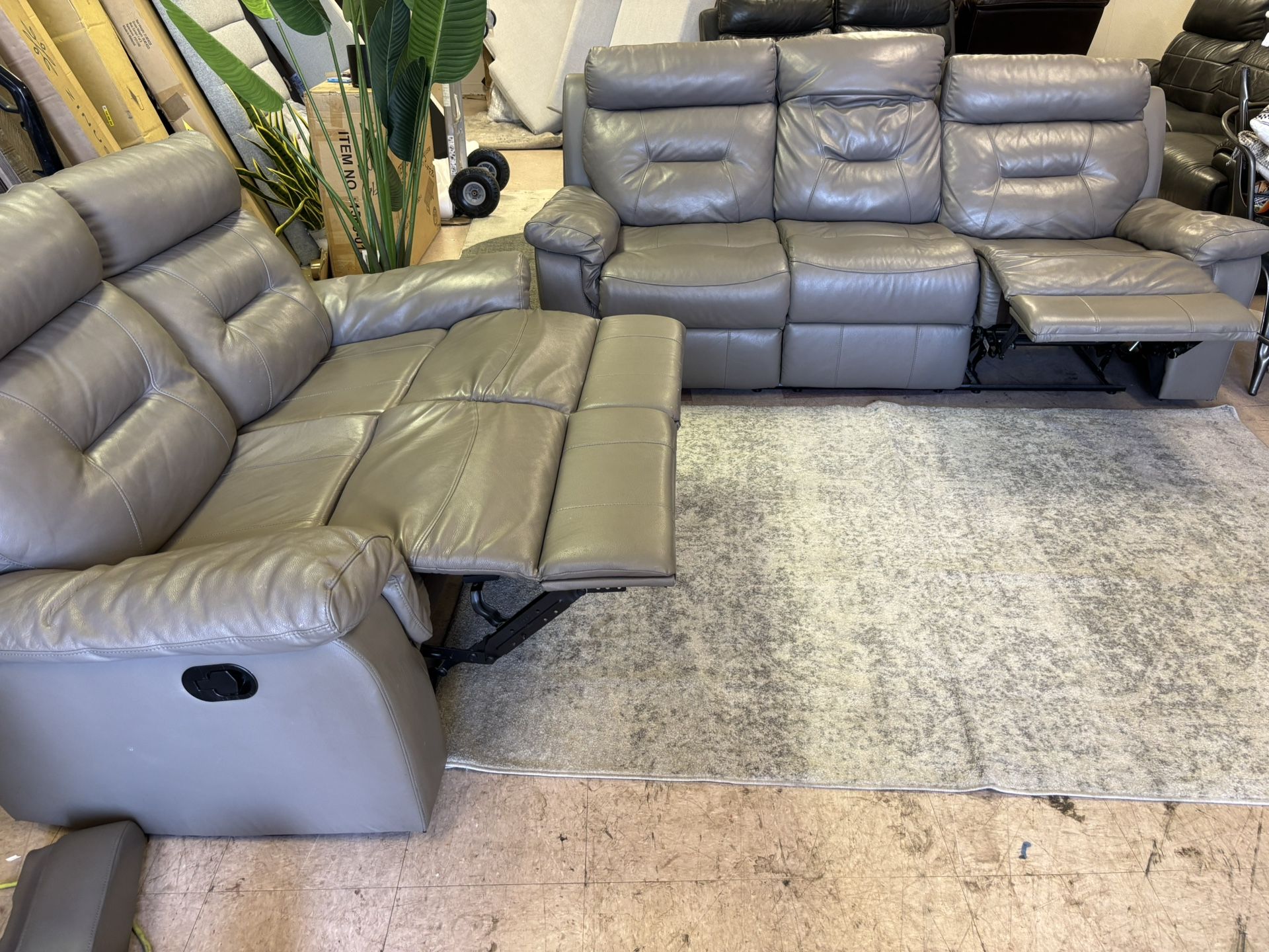 Grey Leather Recliner Couch And Love Seat, Delivery Available 🚚