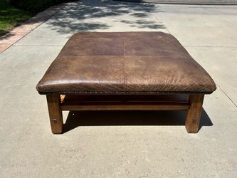 Pottery Barn Caden Leather Square Ottoman