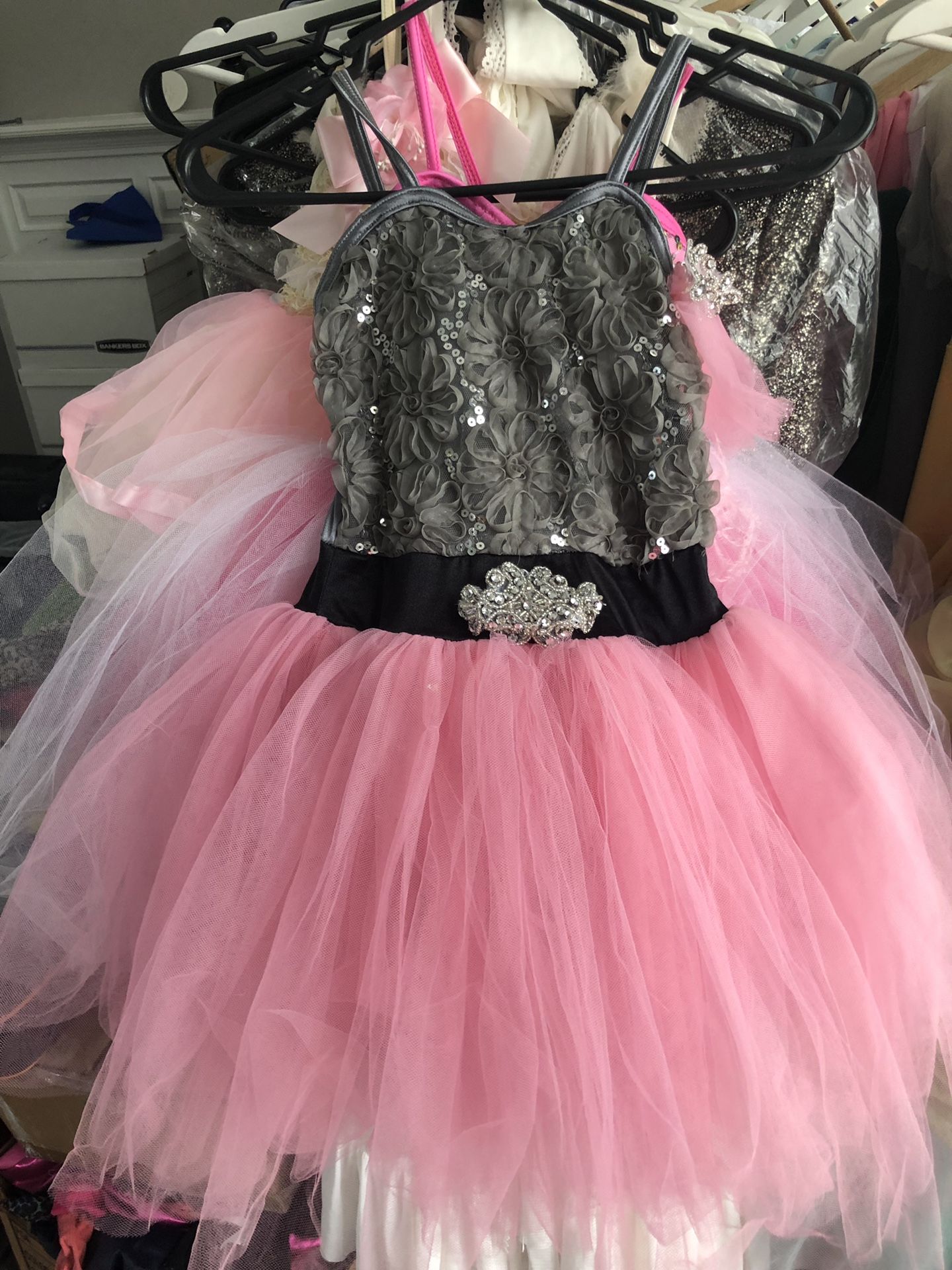 Flower girl pink tutu dress L 8/9