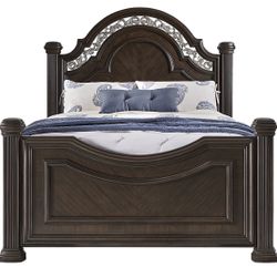 Gallagher Avenue Brown 8pc King Panel Bedroom Set with King Mattress