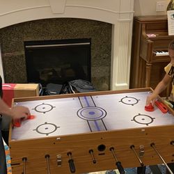 3-in-1 48" Combo Game Table w/Soccer, Billiard, Slide Hockey, Wood Foosball Table