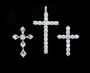 925 Silver Moissanite Iced Cross Pendant 4.4CT 4.5mm Stones Men’s Women’s Charm (Passes Diamond Detector✅)
