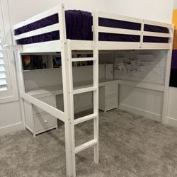 White Wooden Loft Bed
