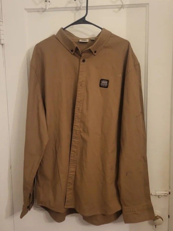 Vans Dark Brown  Long Sleeve Button Up Shirt XXL