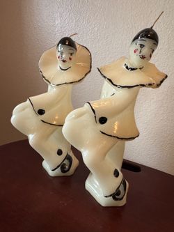 Vintage Pierrot  Clown Figure Candles
