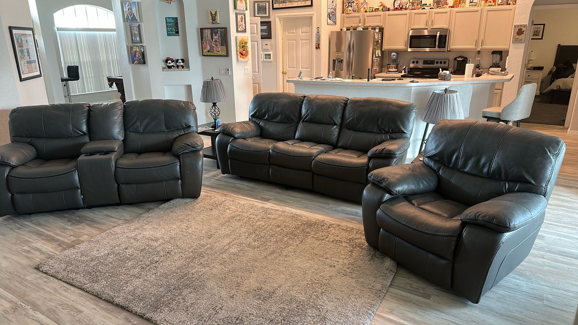 Faux Leather Living Room Set