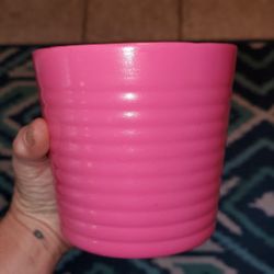 Bright Pink Ribbed Planter Pot * Mexican * Girls