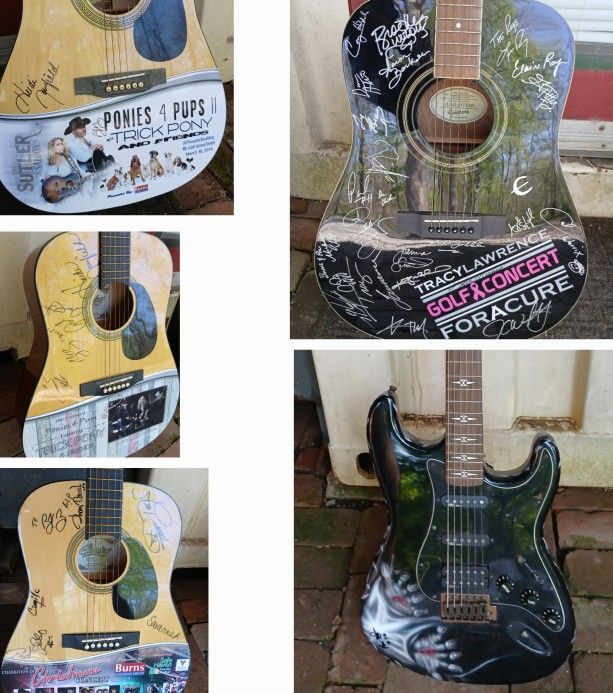 5 Autographed Guitars In Mint Condition