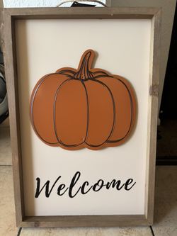 Fall Pumpkin “Welcome” Sign – Rustic Wall or Door Decor