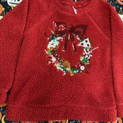 Great Fluffy Holiday Sweatshirt With Sequined Design 