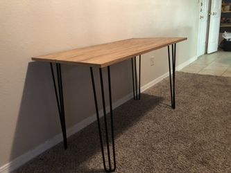 Modern Oak Desk/Table With Metal Legs