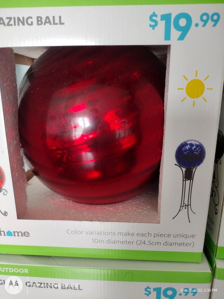 4 NIB,NEVER OPENED, RED GLASS YARD/GARDEN SPHERES 