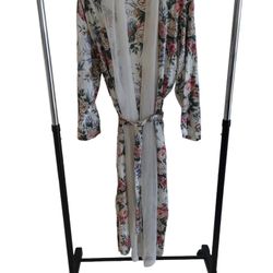 Vintage 80s Victorias Secret Gold Label Bath Robe Floral Belted Medium 