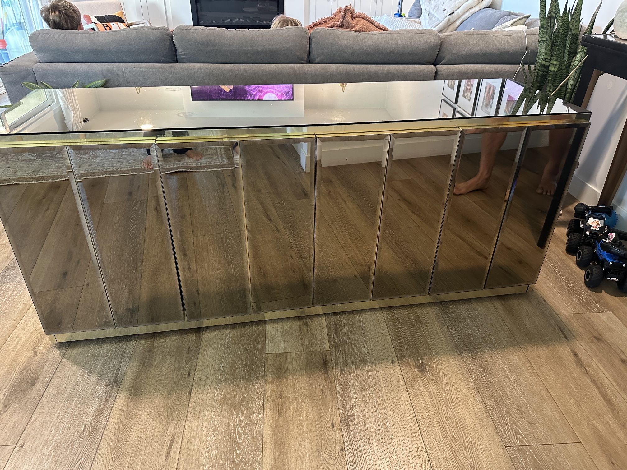 Mirrored Gold Hutch / Sideboard – 72” Wide