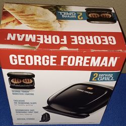 NEW IN BOX BLACK GEORGE FOREMAN (2) SERVING CLASSIC PLATE GRILL