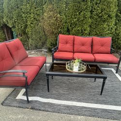 Large Outdoor Couch With Love Seat And Matching Table 
