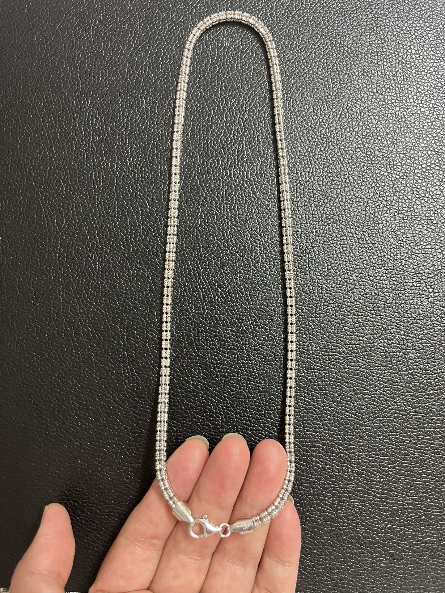 925 Sterling Silver Diamond Cut Necklace(Made in 🇮🇹 Italy)