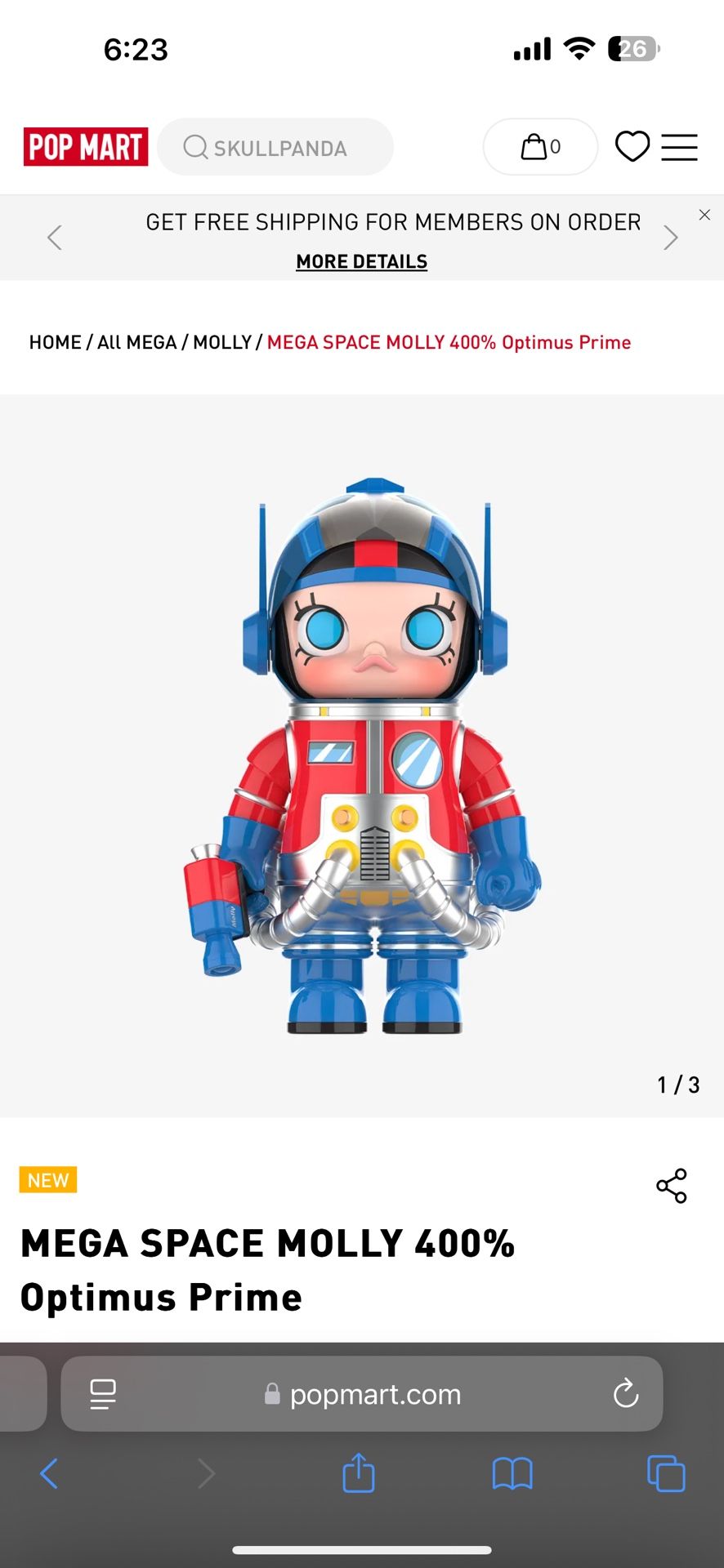 Mega Space Molly 400% Optimus Prime **Authentic**Reciets Included**