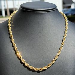 Jewelry 10k hollow yellow gold Rope necklace chain 24.00" 7.60mm w lobster lock