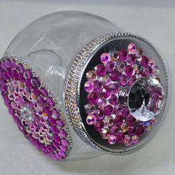Pink And Bling Candy Jar/q-tip Holder Etc
