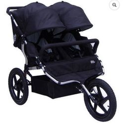 LIKE NEW! JOGGER STROLLER NO FRONT SWIVEL - TIKE TECH ALL TERRAIN X3 SPORT DOUBLE STROLLER IN BLACK