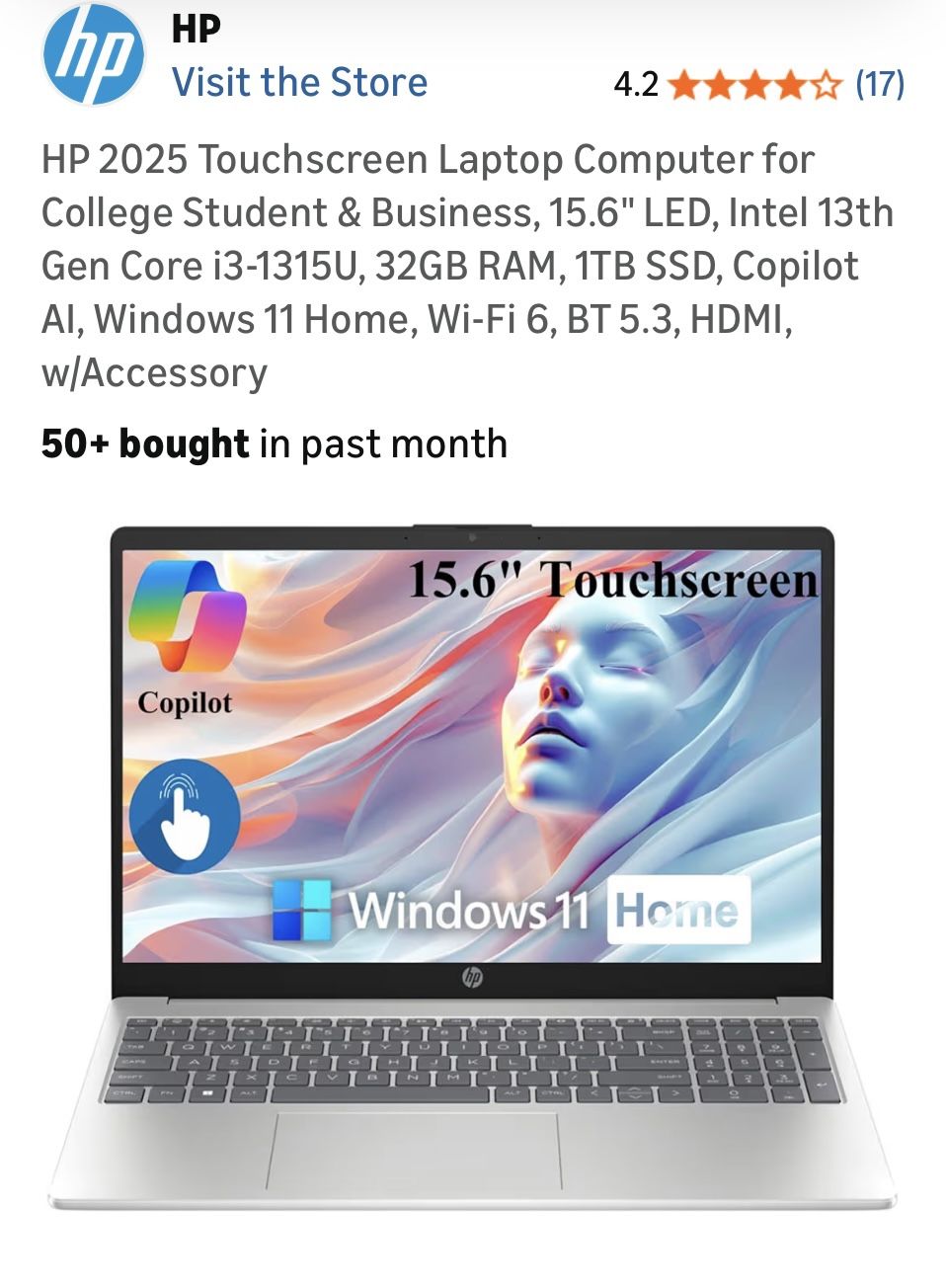 2025 HP Touchscreen Laptop 