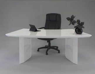 Executive Bow Front Desk - White