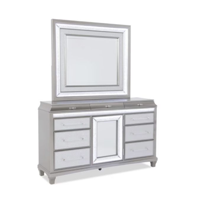 bobs furniture grey dresser Hudson Gray 9 Drawer Dresser & Mirror