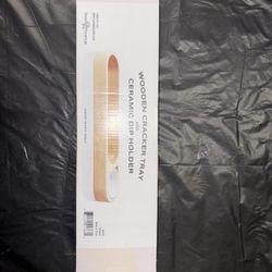 Wooden Cracker Tray w/ Ceramic Dip Holder