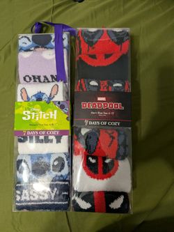 7 Days Of Cozy Socks Deadpool & Lilo/Stitch Theme