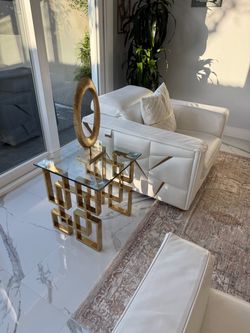 Modern stylish glass gold two side tables