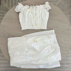 White 2 piece maxi skirt set