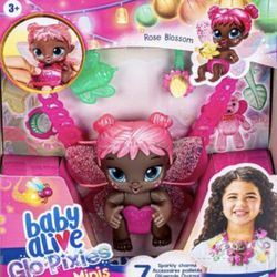 Baby Alive Glo Pixies Minis Carry ‘n Care Necklace Rose Blossom Baby Doll