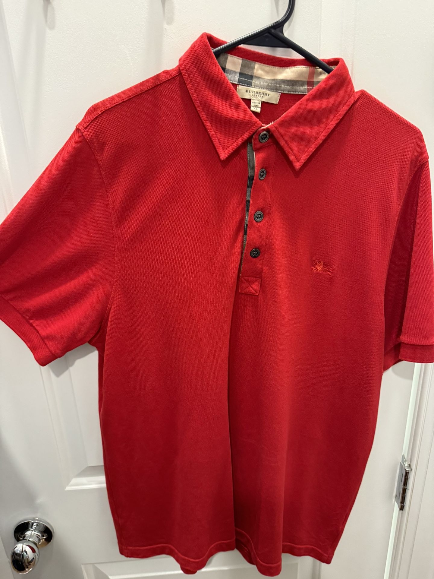 Red Burberry Polo (Men’s XL)