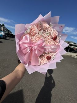 Handmade Everlasting Pink Foam Rose Bouquet - Mother's Day Gift