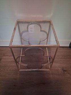 Gold metal and glass side table