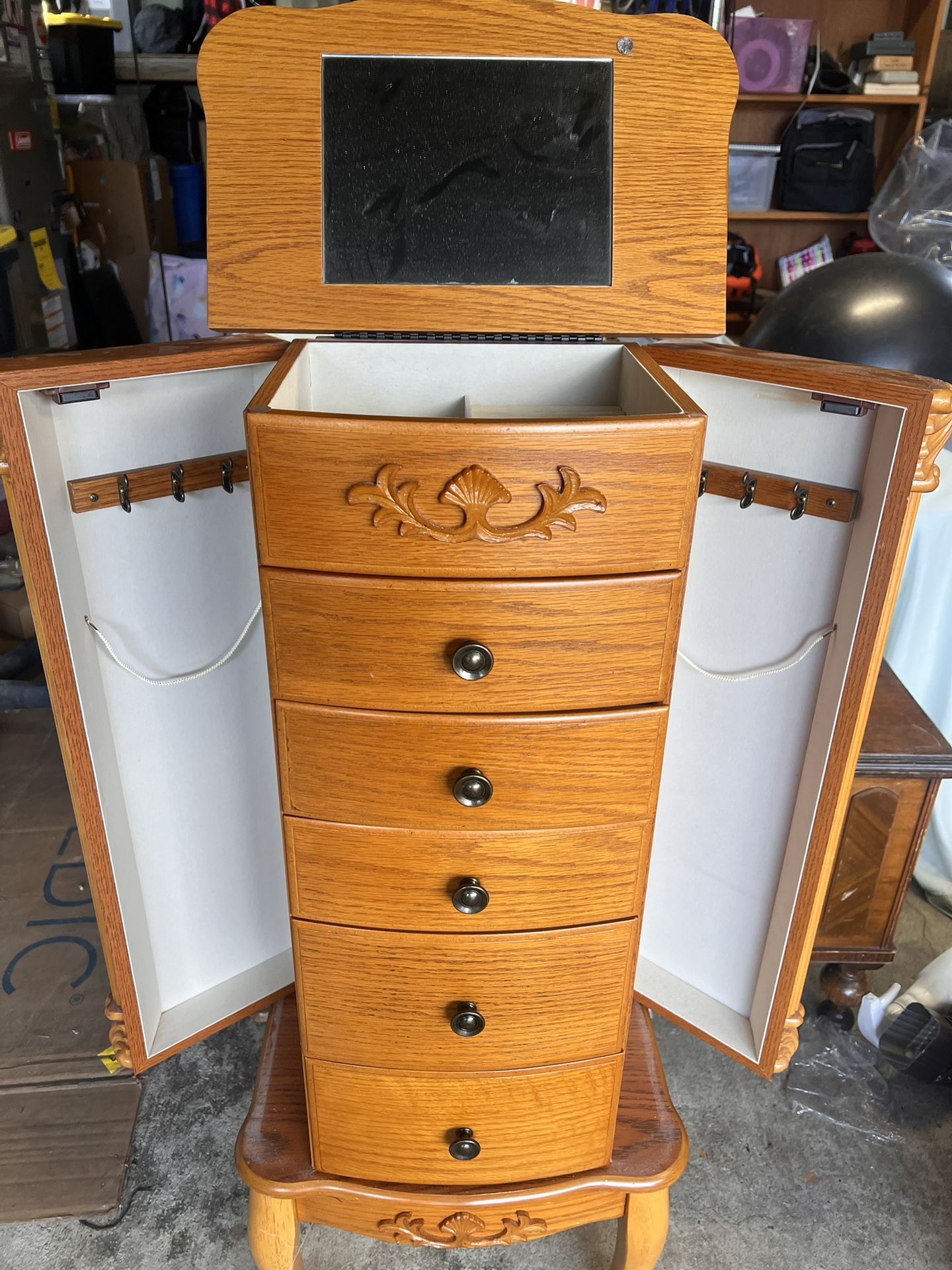 💍 Wood Jewelry Armoire / Storage Hutch – 16"W x 10"D x 40"H