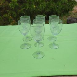 Set Of 7 Etched Wine Glasses With Urbanna Oyster Festival