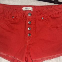 Red Denim Jean Shorts