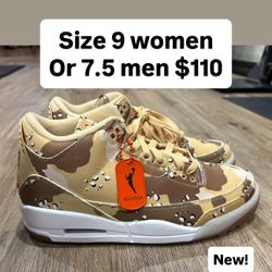 Jordan Retro 3s Camo Size 9 Women Or 7.5 Men New
