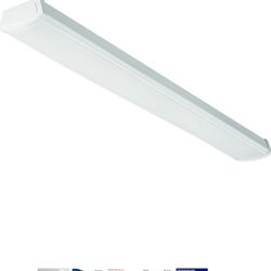 Lithonia Lighting 4 Foot LED Light Fixture, Low-Profile LED Wraparound Flush Mount Ceiling Light, 4000K Cool White, 120V, 48-Inch (FMLWL 48 840)